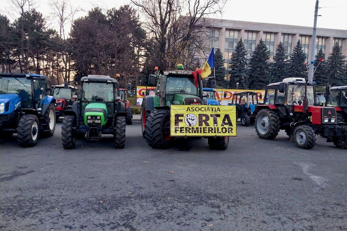 Agricultorii protestează la Președinție: Au adus paie și bălegar