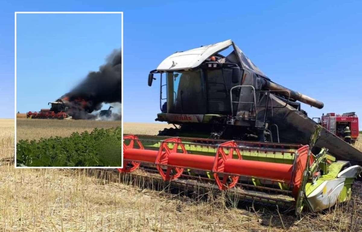 В Молдове сгорел комбайн CLAAS Lexion 580 во время уборки рапса